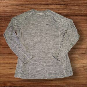 Eddie Bauer Gray Long Sleeve Crewneck Athletic Fitness T-Shirt Mens Size TL